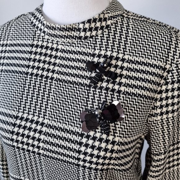 H&M Houndstooth Plaid 3/4 Sleeve Dress Size 6 - Picture 4 of 11
